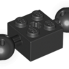 70707011 - Black technic brick modified 2x2 with balls with holes and axle hole