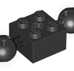 70707011 - Black technic brick modified 2x2 with balls with holes and axle hole