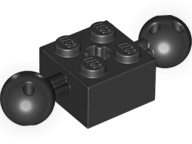 70707011 – Black technic brick modified 2×2 with balls with holes and axle hole