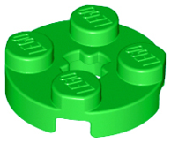 70707022 – Bright green plate round 2×2 with axle hole
