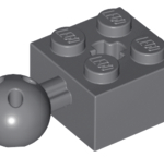 70707039 - Dark bluish gray technic brick modified 2x2 with ball and axle hole with 6 holes in ball