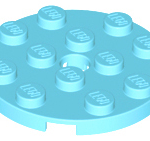 70707071 - Medium azure plate round 4x4 with hole