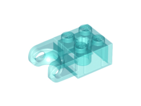 70707086 - Trans light blue technic brick modified 2x2 with ball receptacle wide and axle hole