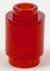 trans red brick round 1x1 open stud