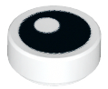70707099 – White tile round 1×1 with black eye with pupil pattern